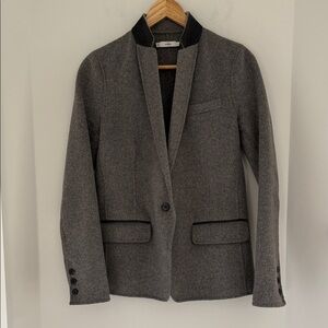 Vince Grey Wool and Leather Blazer Size 4